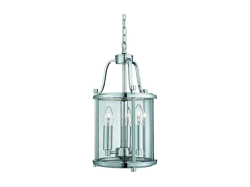 Searchlight Victorian Lanterns 3 ljus taklykta hnge krom, glas tre, E14