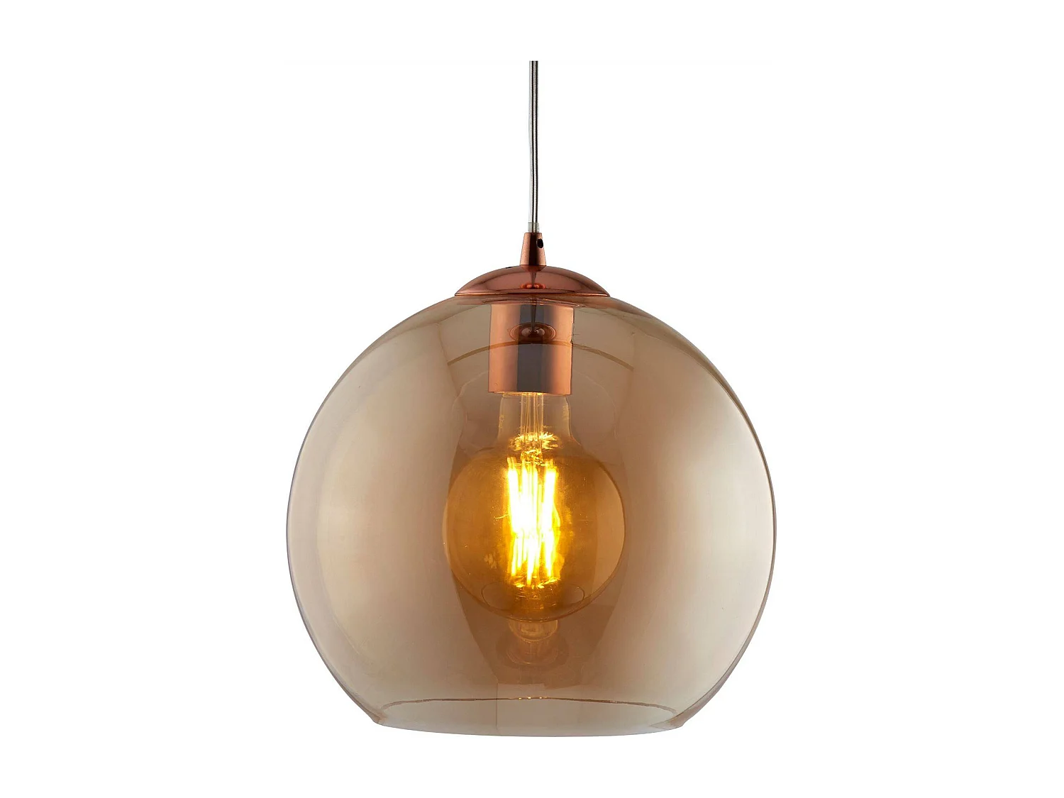 Sospensione Contemporanea Balls Acciaio Adjustable Vetro Ambra 1 Luce E27 D30Cm