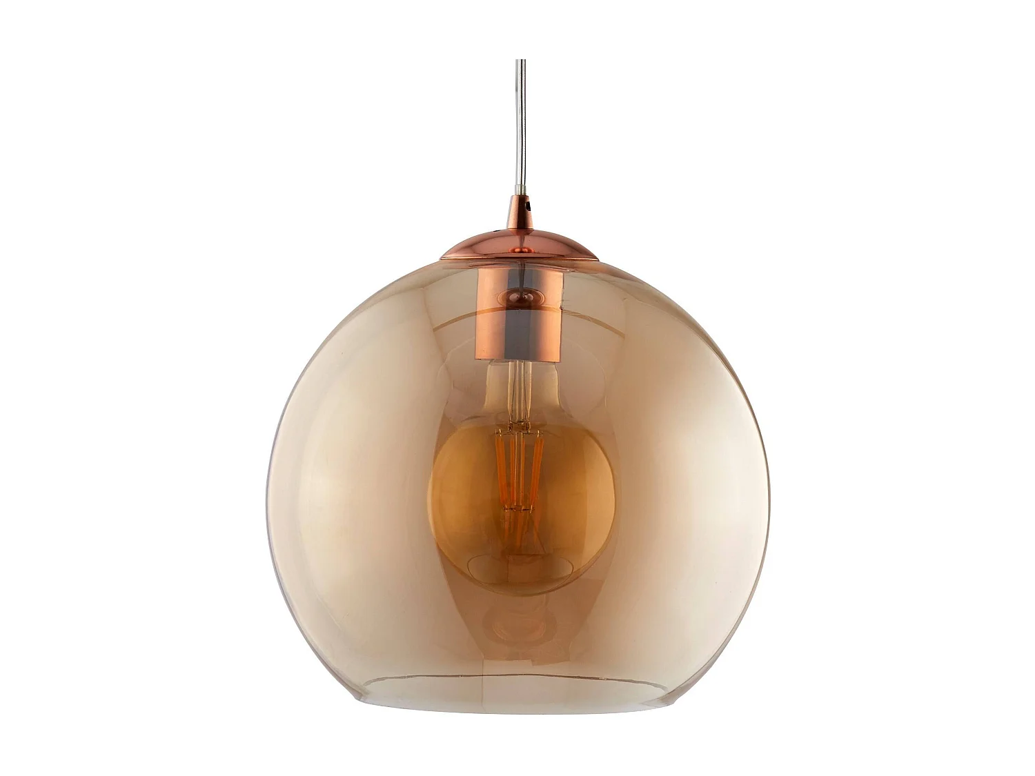 Sospensione Contemporanea Balls Acciaio Adjustable Vetro Ambra 1 Luce E27 D30Cm