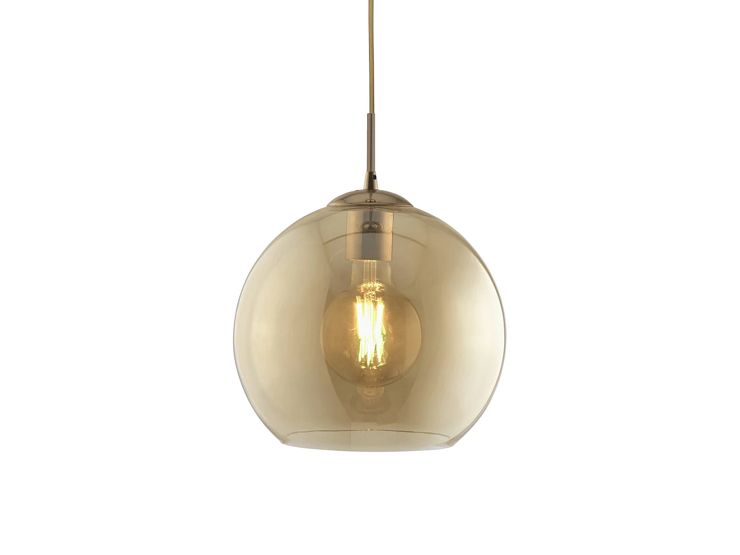 Sospensione Contemporanea Balls Acciaio Adjustable Vetro Ambra 1 Luce E27 D30Cm