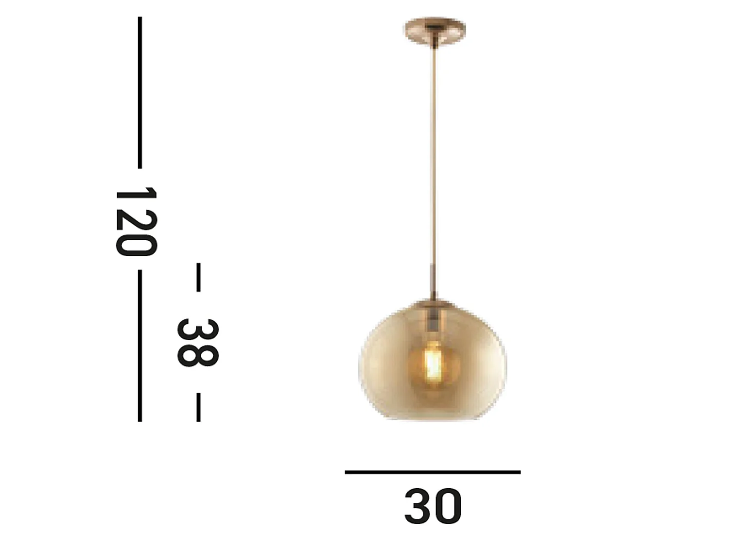 Sospensione Contemporanea Balls Acciaio Adjustable Vetro Ambra 1 Luce E27 D30Cm