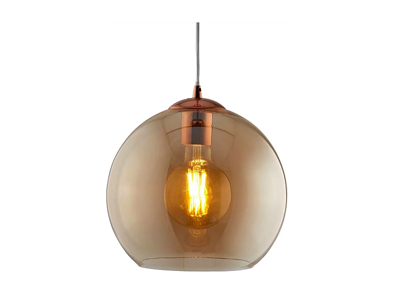 Searchlicht Balls - 1 licht Dome Deckenanhänger Antik Messing, Bernstein, Glas, E27