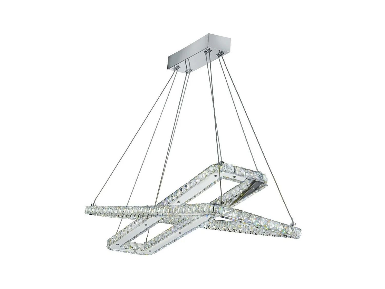 Searchlight Clover - Lampada a sospensione a LED integrata da soffitto cromata con cristalli