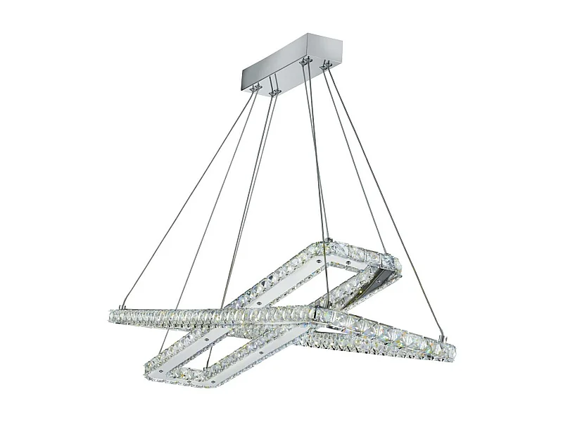 Searchlicht Clover - Integrierte LED-Deckenpendelleuchte Chrom mit Kristallen