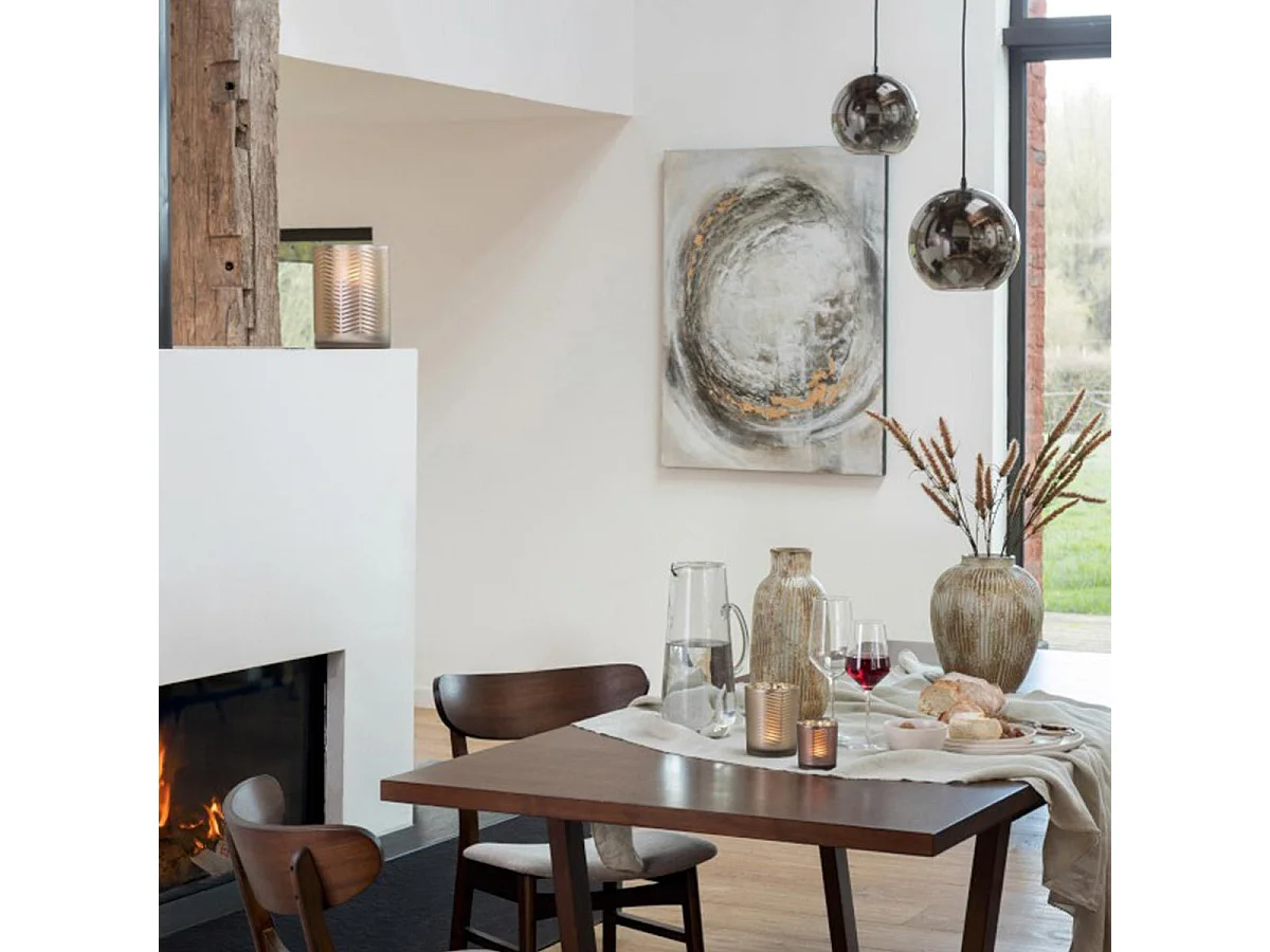 Lampe Suspension en Verre "Miroir" 30cm Argent