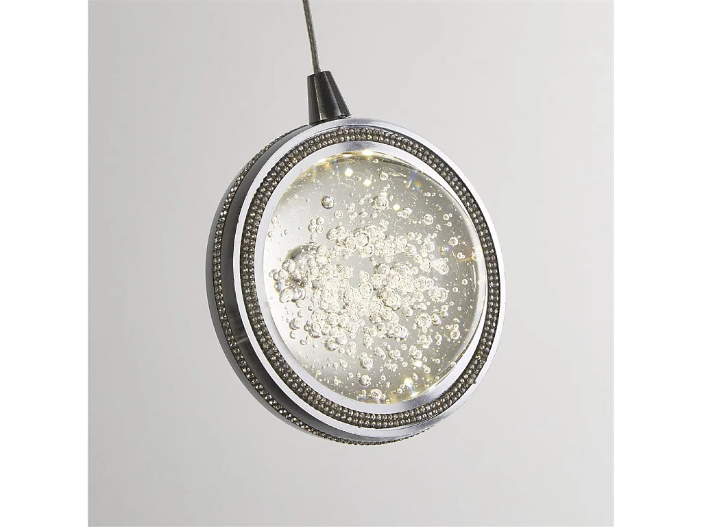 Searchlight Quartz Suspension à 5 lumières, verre à bulles, bord détaillé 4000K