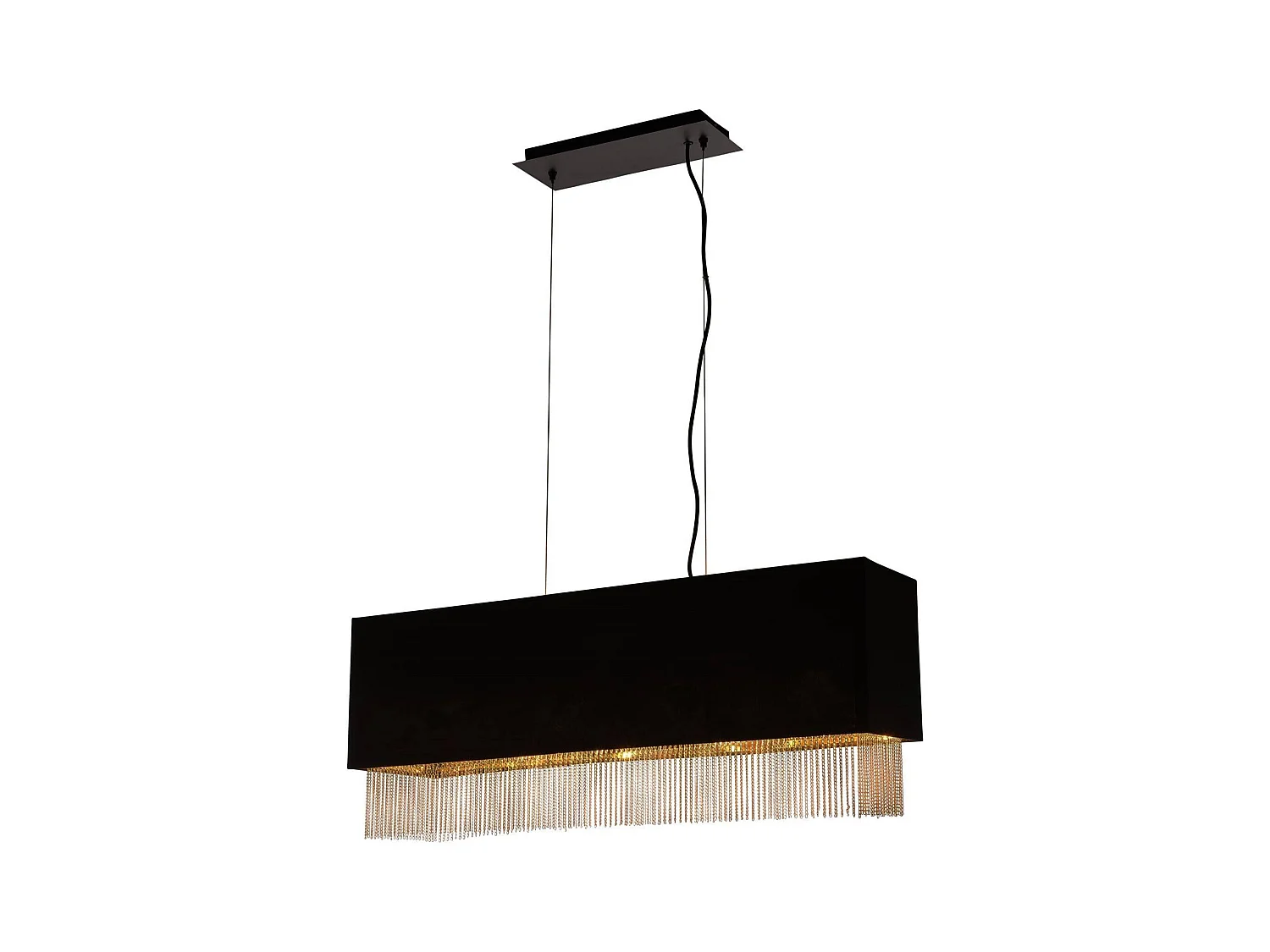 Searchlight Fringe - Lampada a sospensione a 4 barre con paralume nero opaco, oro, attacco E27