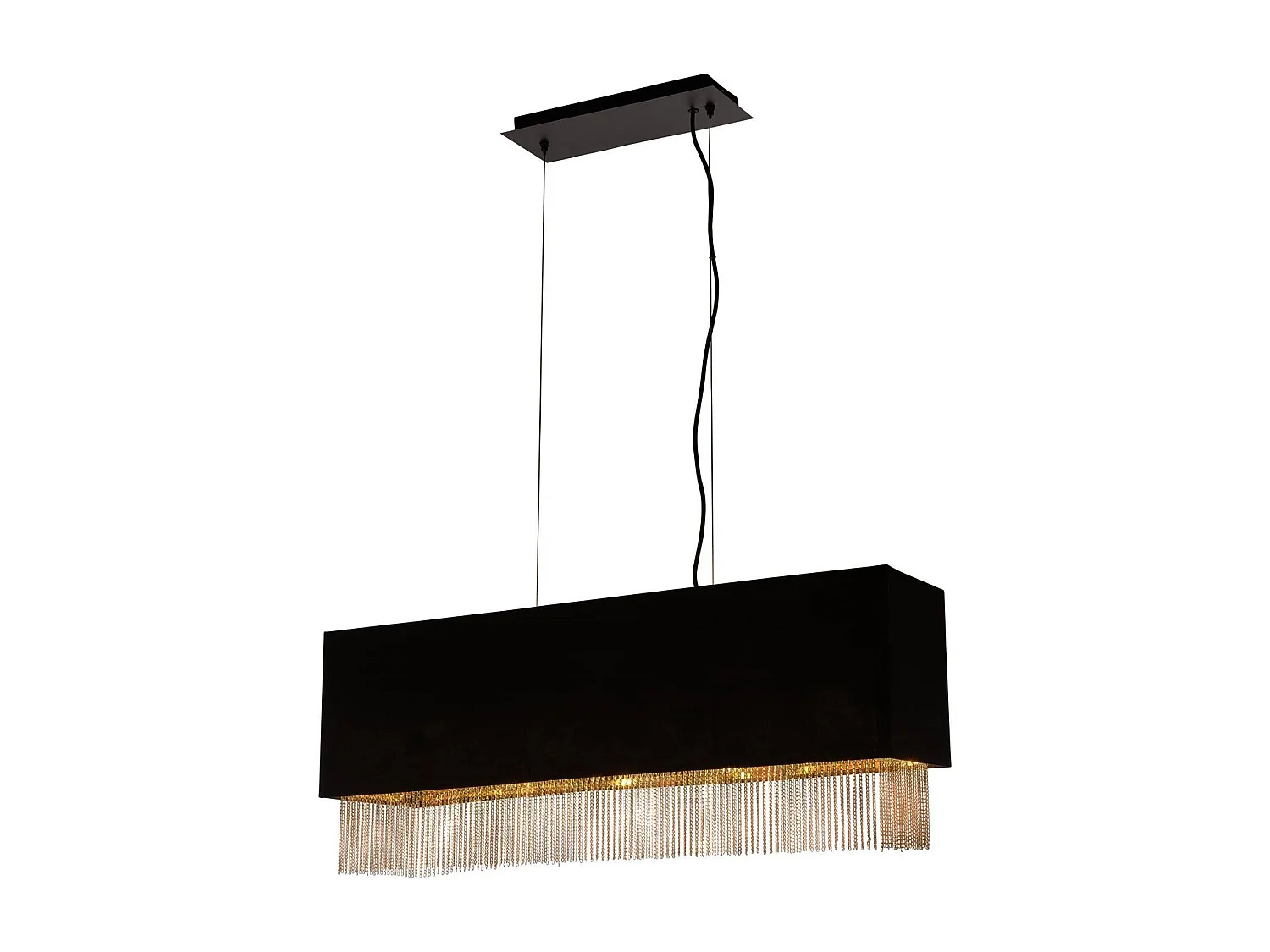 Searchlight Fringe 4 Light Bar Pendel Matt Black Shade, Guld, E27