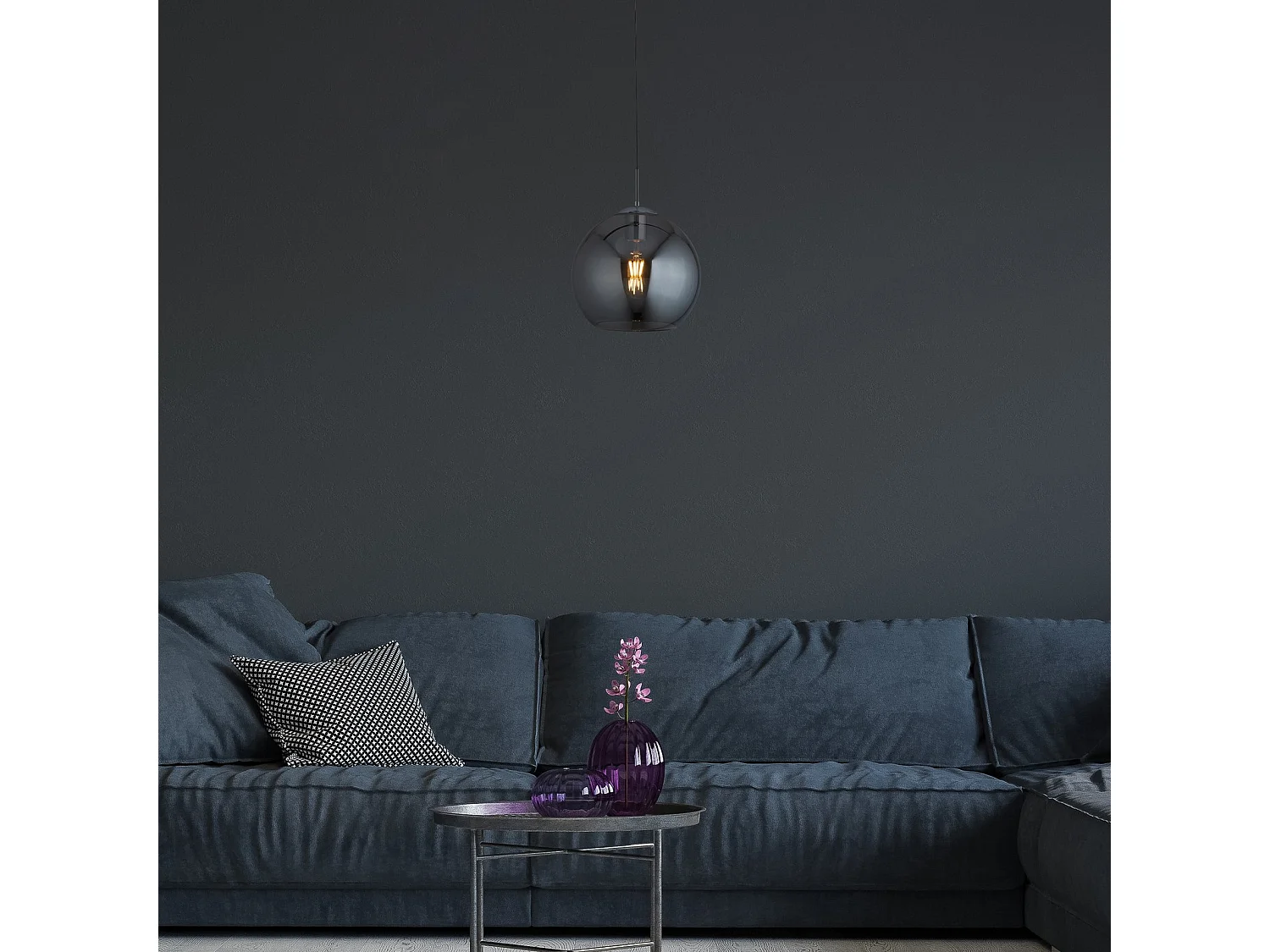 Searchlight Balls - Sospensione a soffitto a 1 luce a cupola Cromo, Vetro fumé, E27