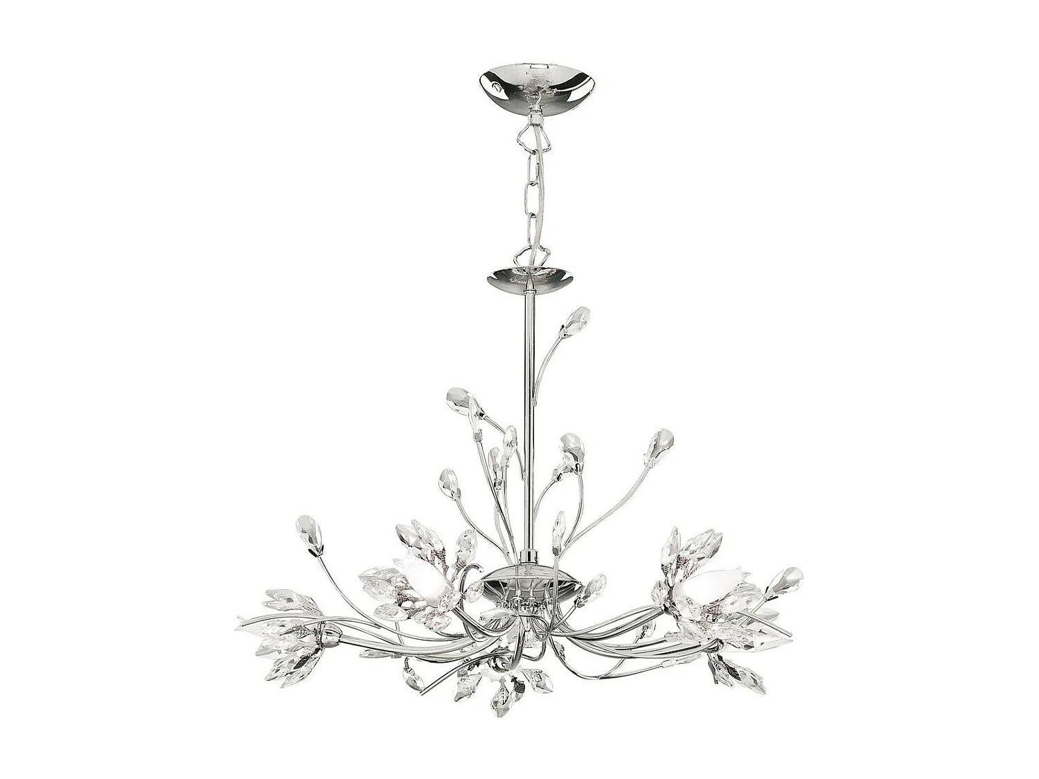 Searchlight Hibiscus Soffitto a 5 luci, cromo, vetro trasparente