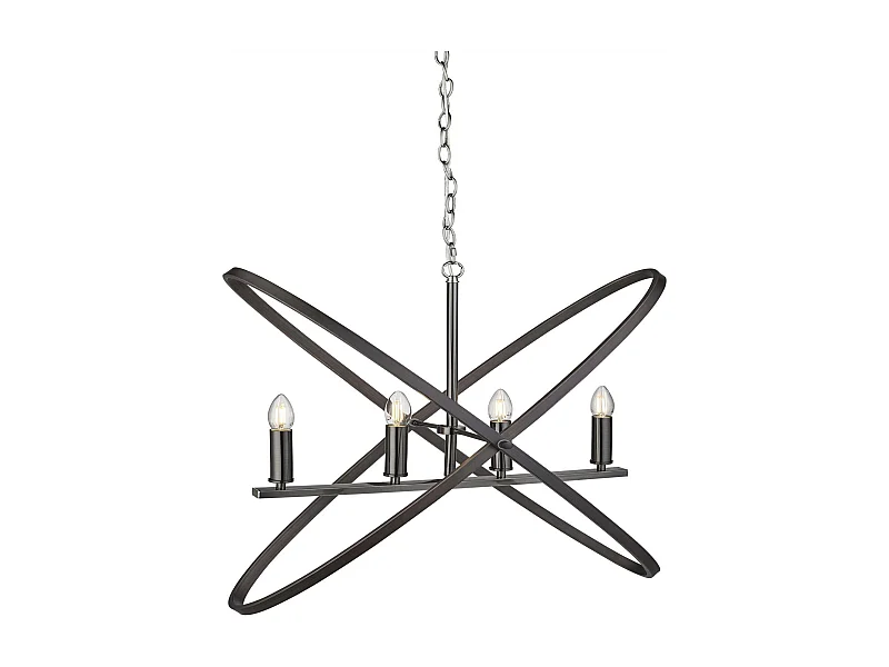 Searchlight Hoopla - Lampadario a 4 luci in peltro, nero, attacco E14