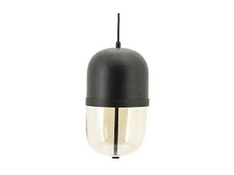 Lampe suspendue Maverick - Fer et verre noir - 20x20x37 cm