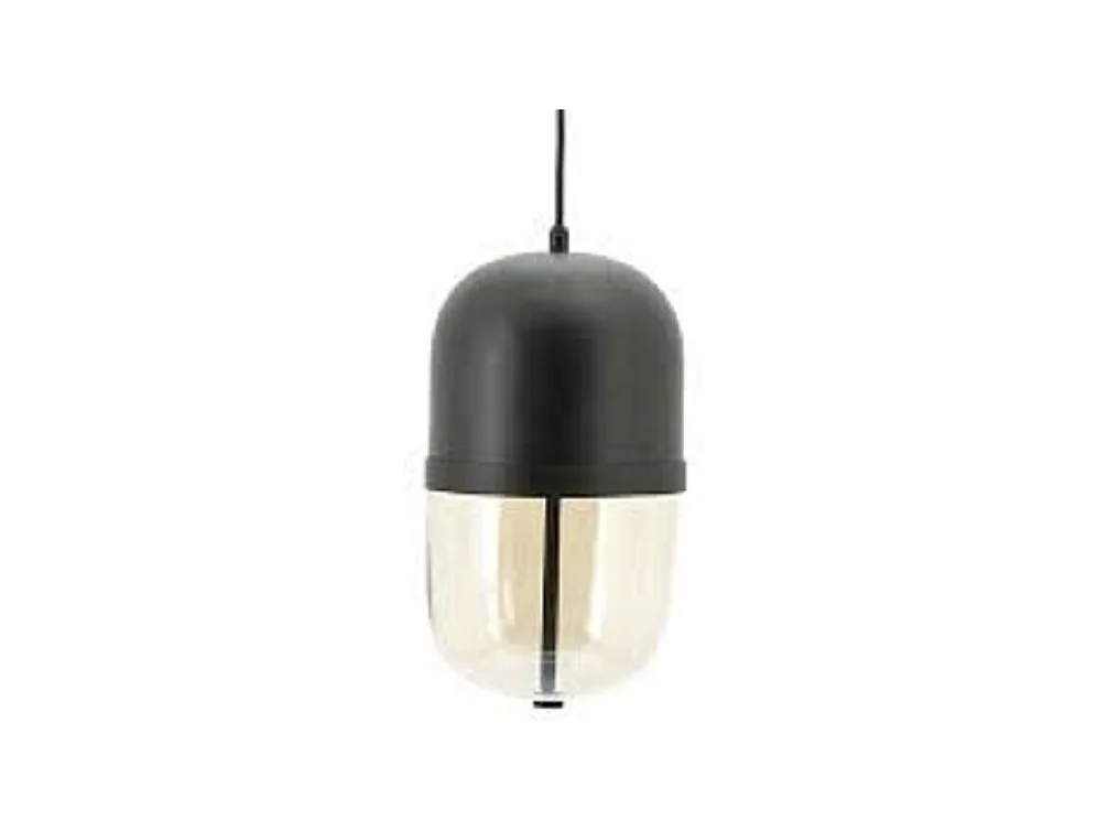 Lampe suspendue Maverick - Fer et verre noir - 20x20x37 cm