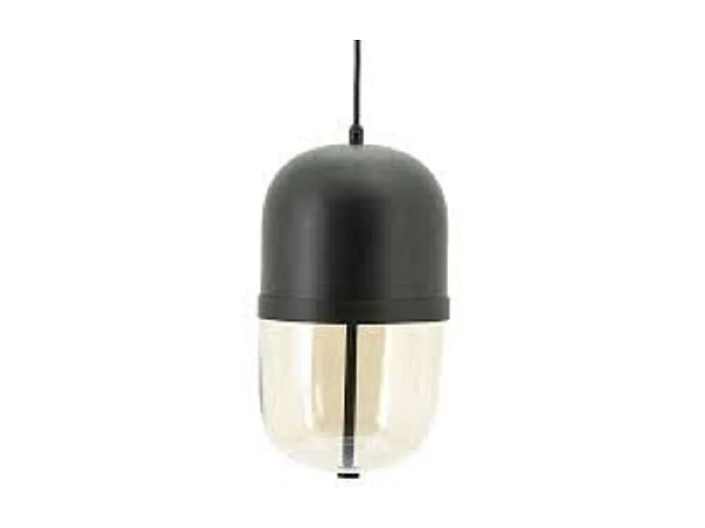 Lampe suspendue Maverick - Fer et verre noir - 20x20x37 cm