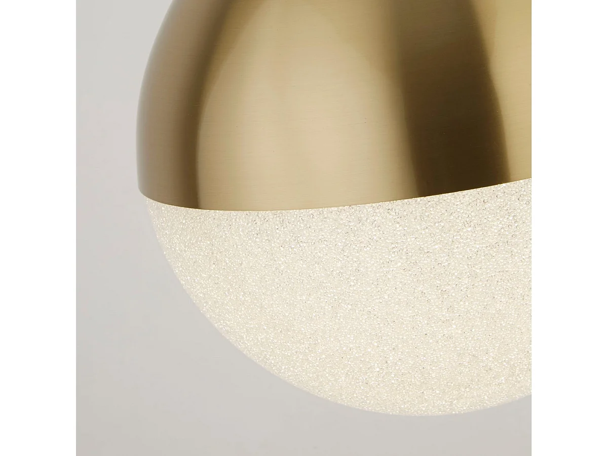 Searchlight Marbles Lampadario a LED in Ottone Satinato, Paralume Ghiaccio Tritato