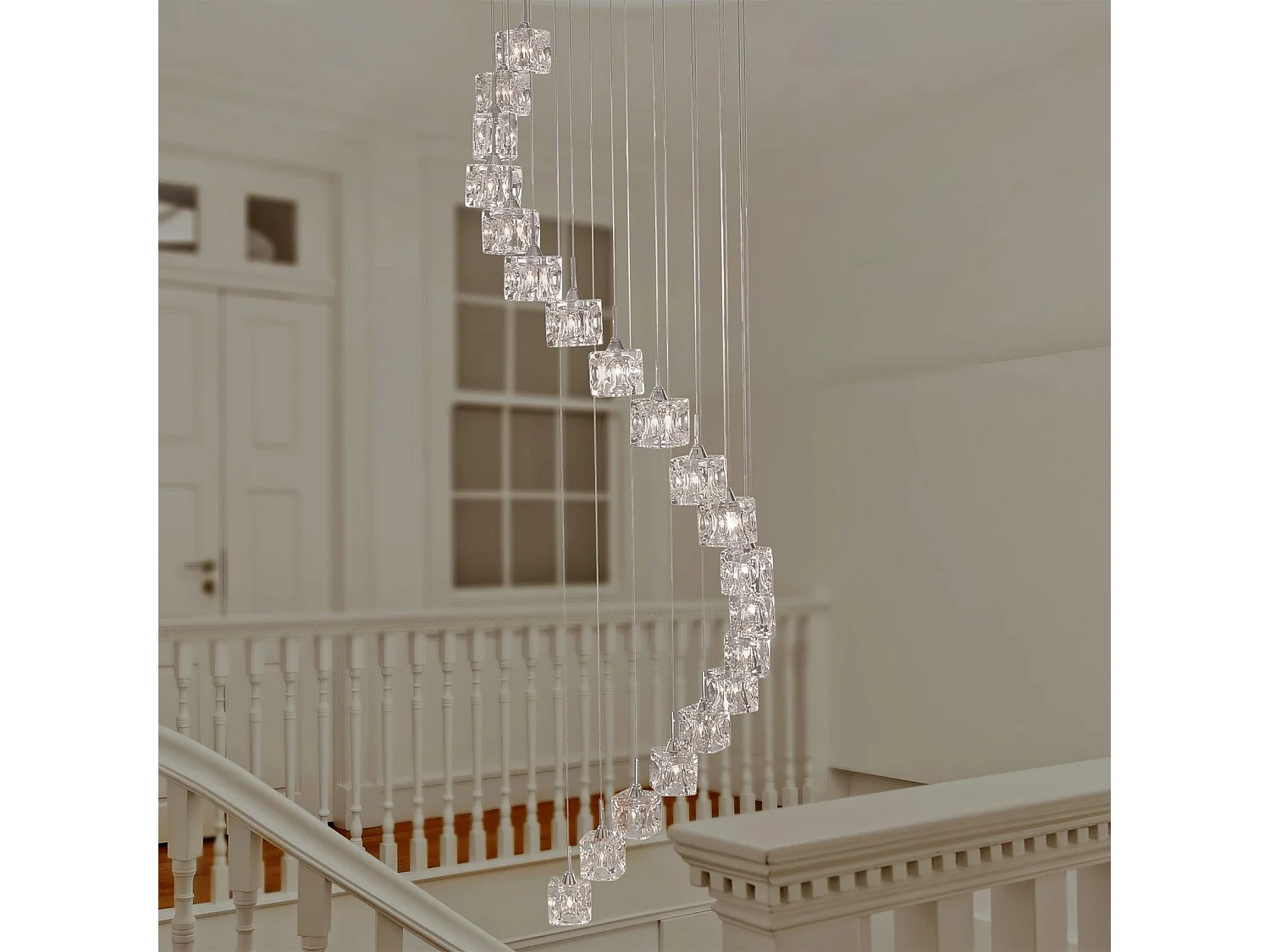 Searchlight Ice Cube - Lampada a sospensione a grappolo a spirale con LED integrato da 20 luci