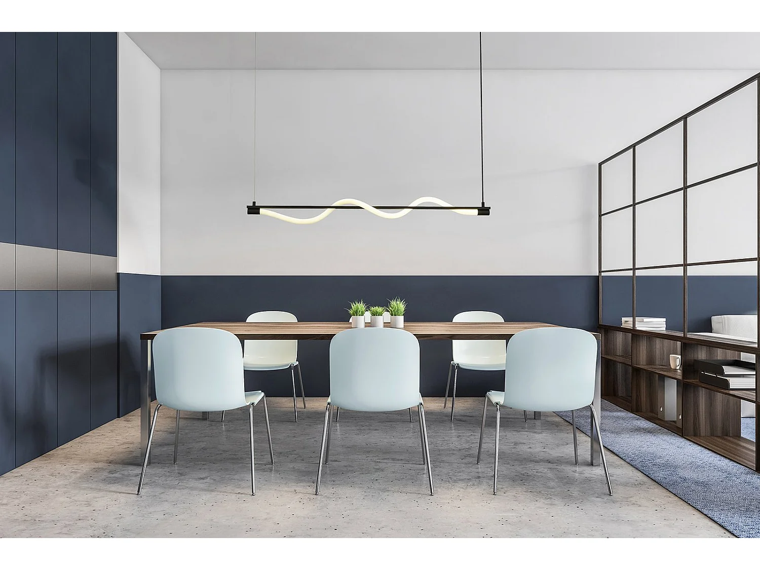 Searchlight Serpent 1 luce LED convertibile in sospensione semi-incasso, nero, acrilico 2700K