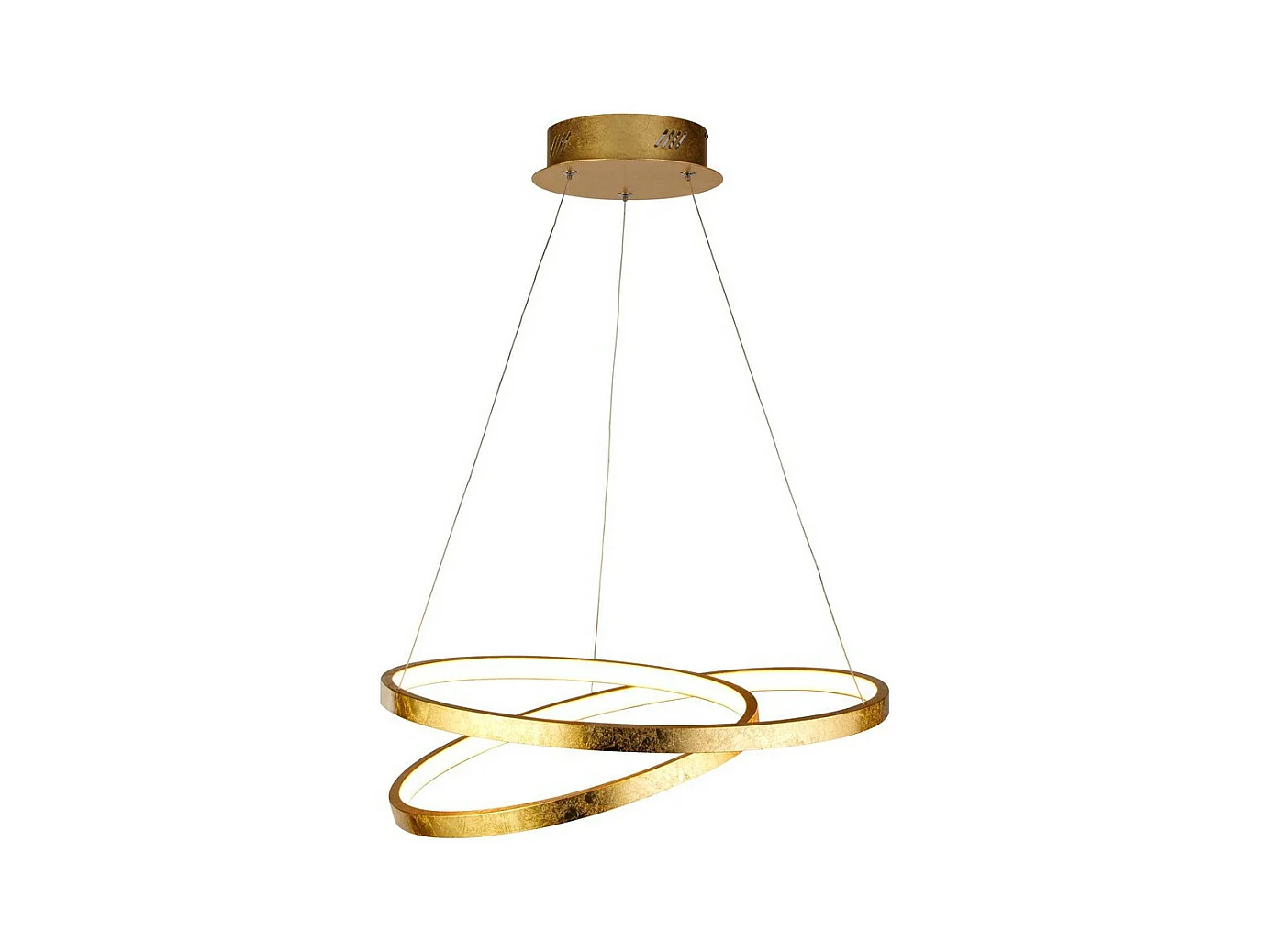 Lampadario Moderno Galleggiante Acciaio Oro Policarbonato Bianco Led 42,4W 3000K