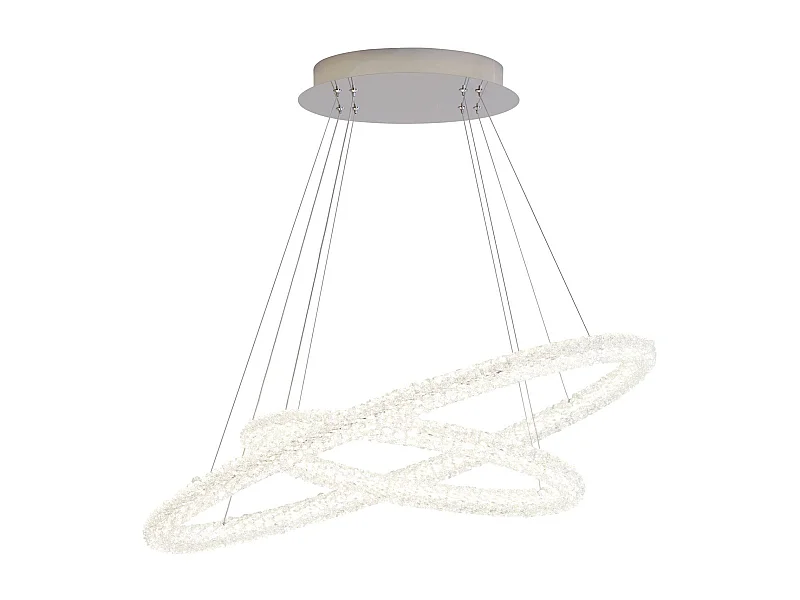 Searchlight Circle - Sospensione a soffitto a 2 luci LED integrata cromata con cristalli di vetro