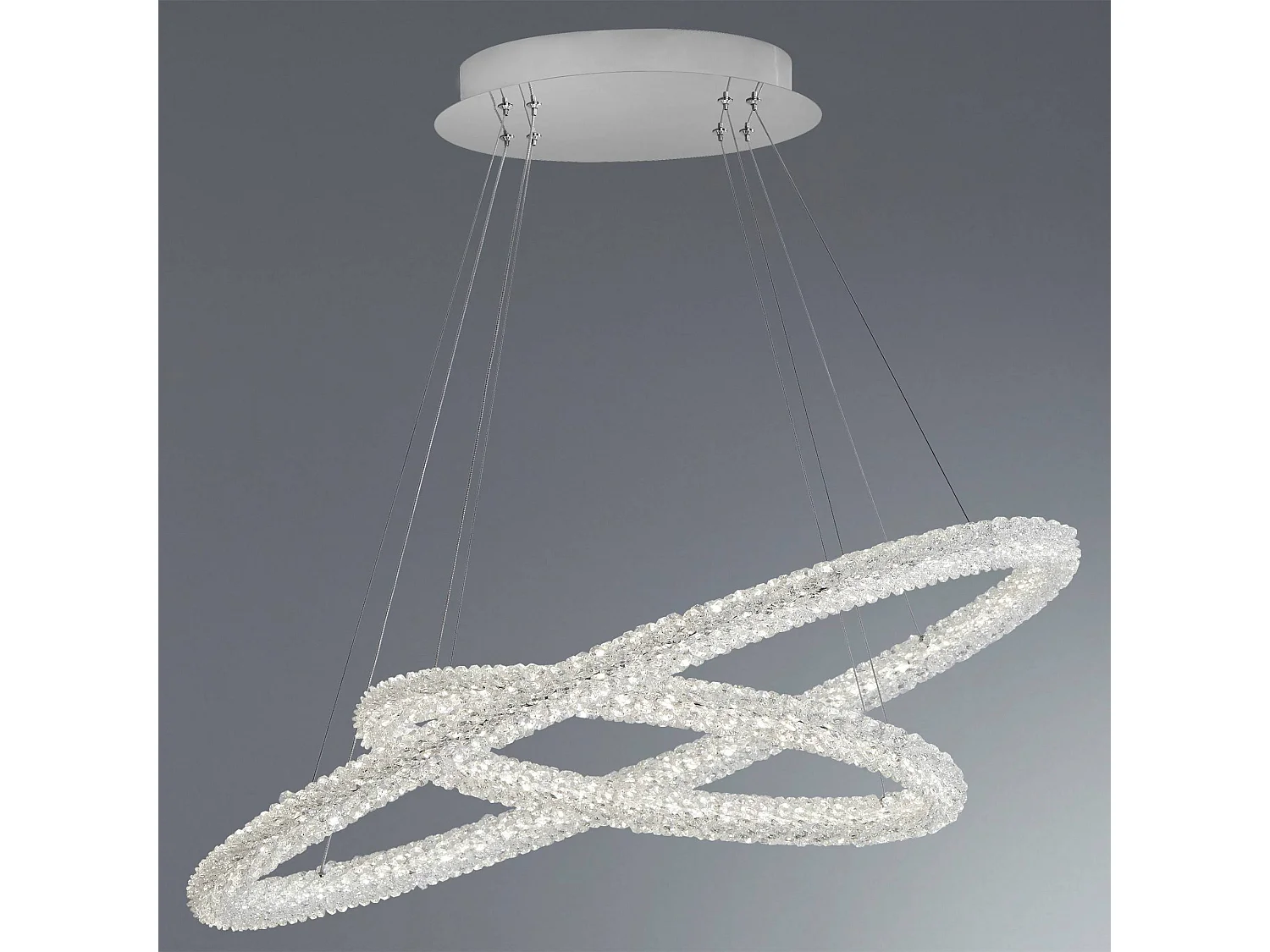 Searchlicht Circle - Integrierter LED 2 licht Deckenanhänger Chrom mit Glaskristallen