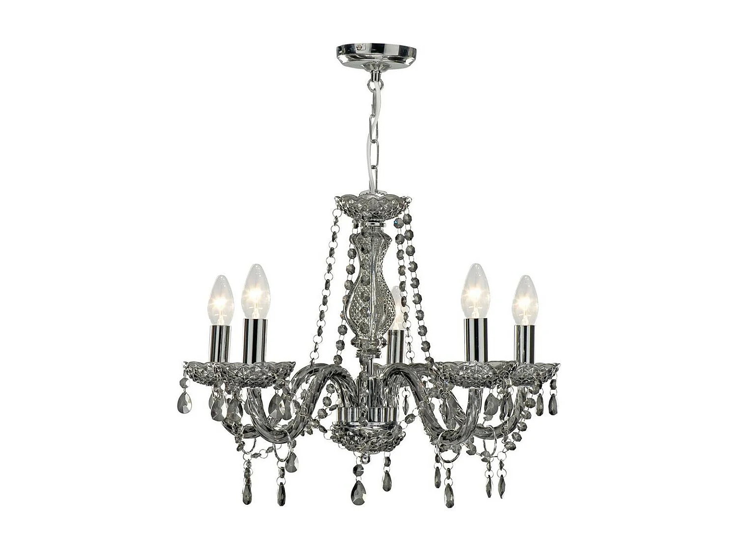 Searchlight Marie Therese Colgante 5 Luces Cristal Gris Ahumado