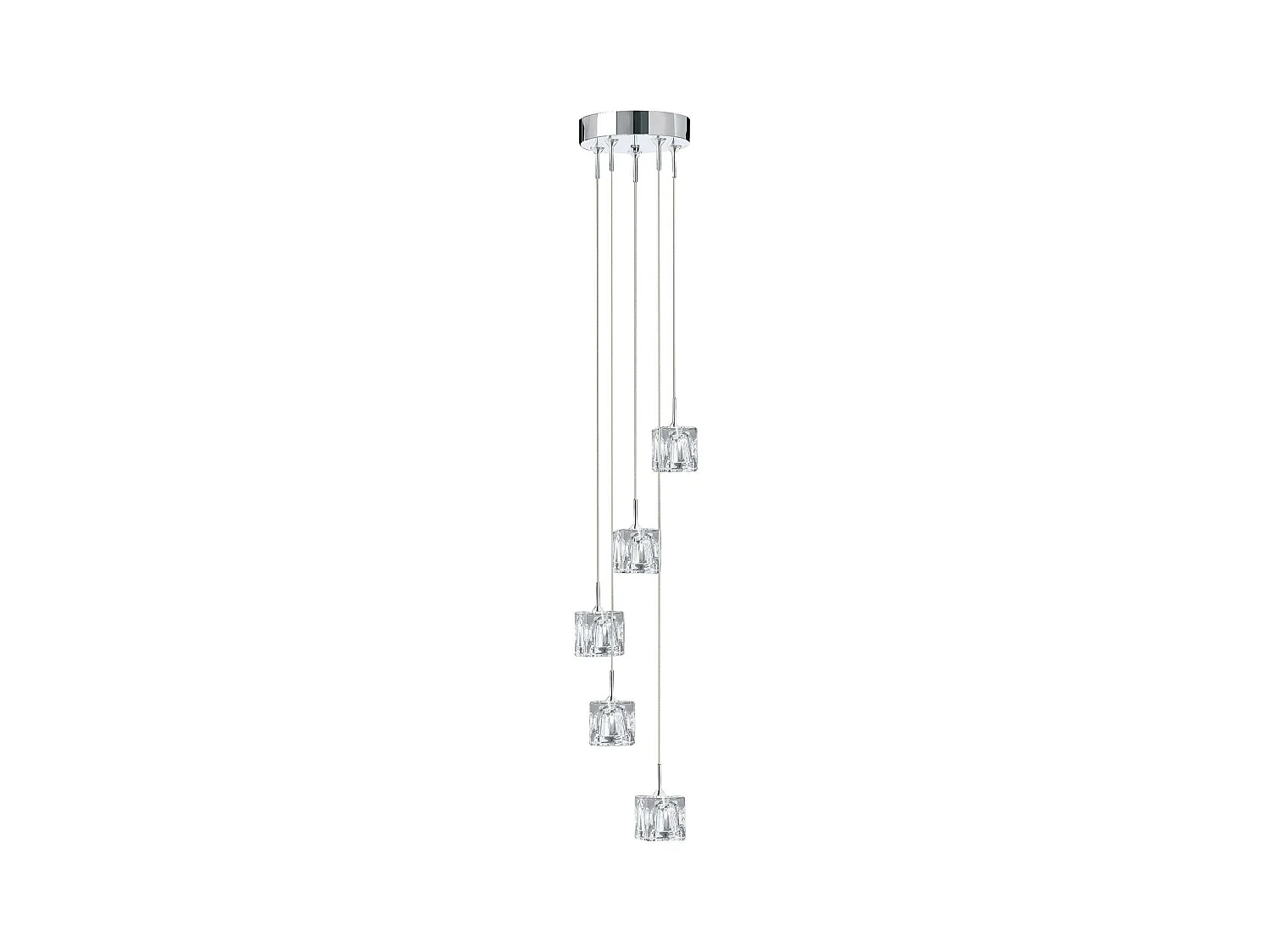 Searchlicht Ice Cube - LED 5 licht Spiral Cluster Anhänger Chromglas