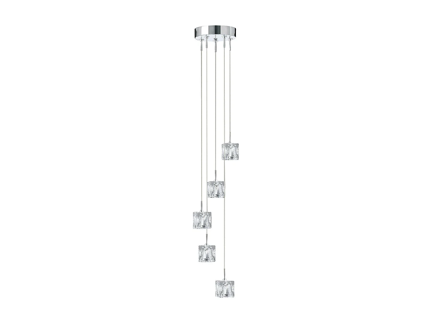 Searchlight Ice Cube LED 5 Light Spiral Cluster Pendel Kromglas