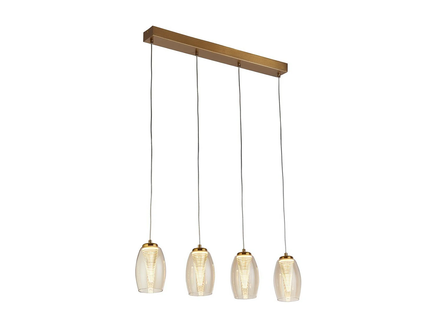 Searchlight Cyclone Lampadario a 4 barre luminose in bronzo, bicchiere di champagne