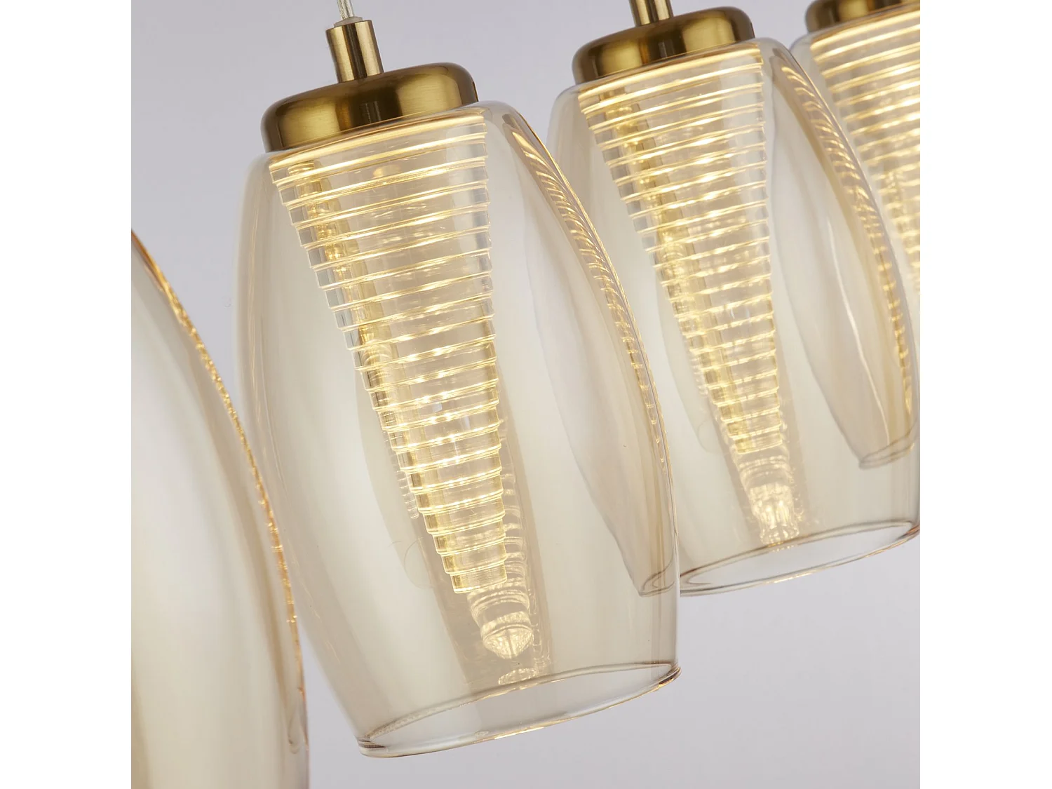 Searchlight Cyclone Lampadario a 4 barre luminose in bronzo, bicchiere di champagne