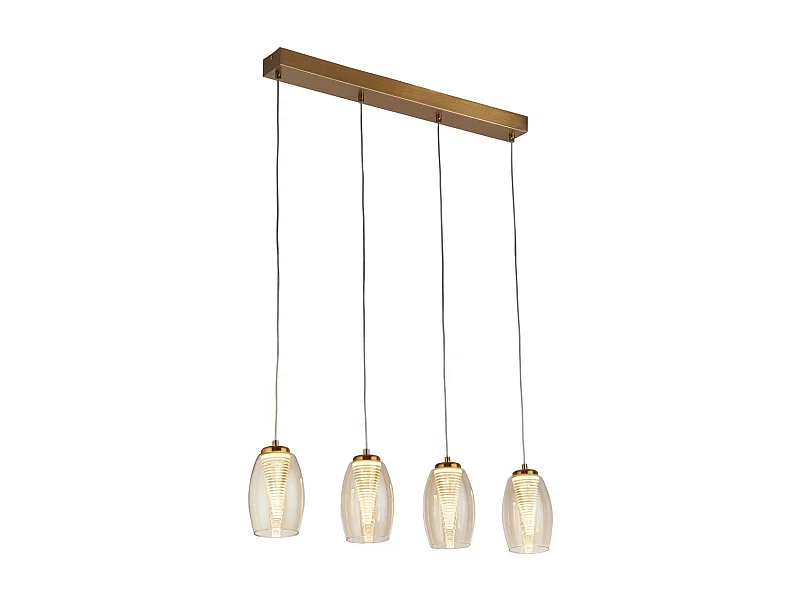 Searchlight Cyclone Lampadario a 4 barre luminose in bronzo, bicchiere di champagne