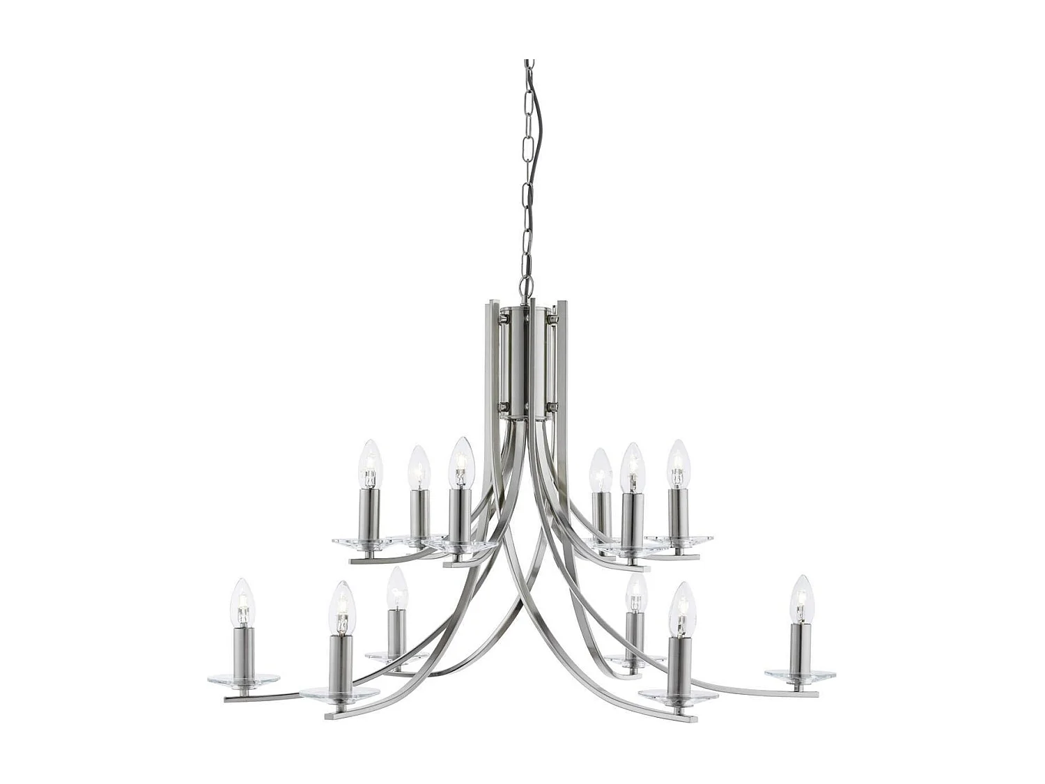 Searchlicht Ascona - 12 licht Kronleuchter Satin Silber Finish, E14