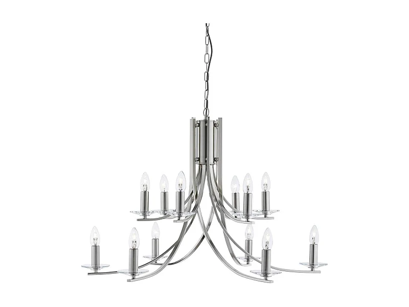 Searchlight Ascona - Lampadario a 12 luci con finitura argento satinato, attacco E14