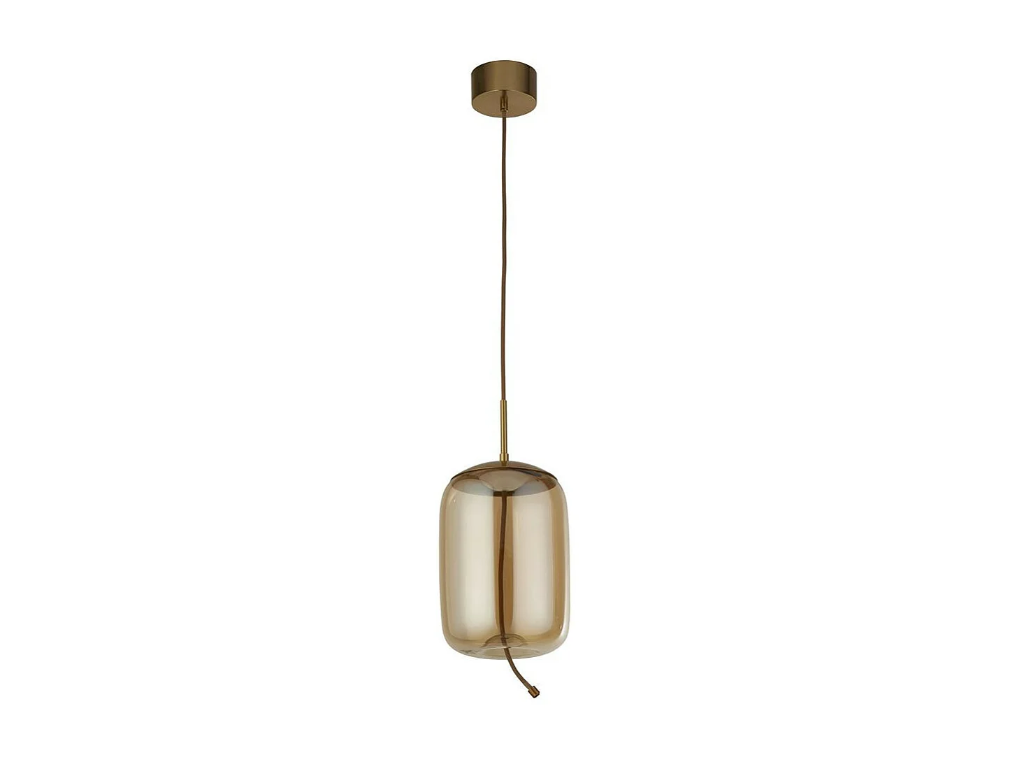 Searchlight Lisbon Sospensione 1 Luce LED, Ottone Satinato E Vetro Ambra 2700K