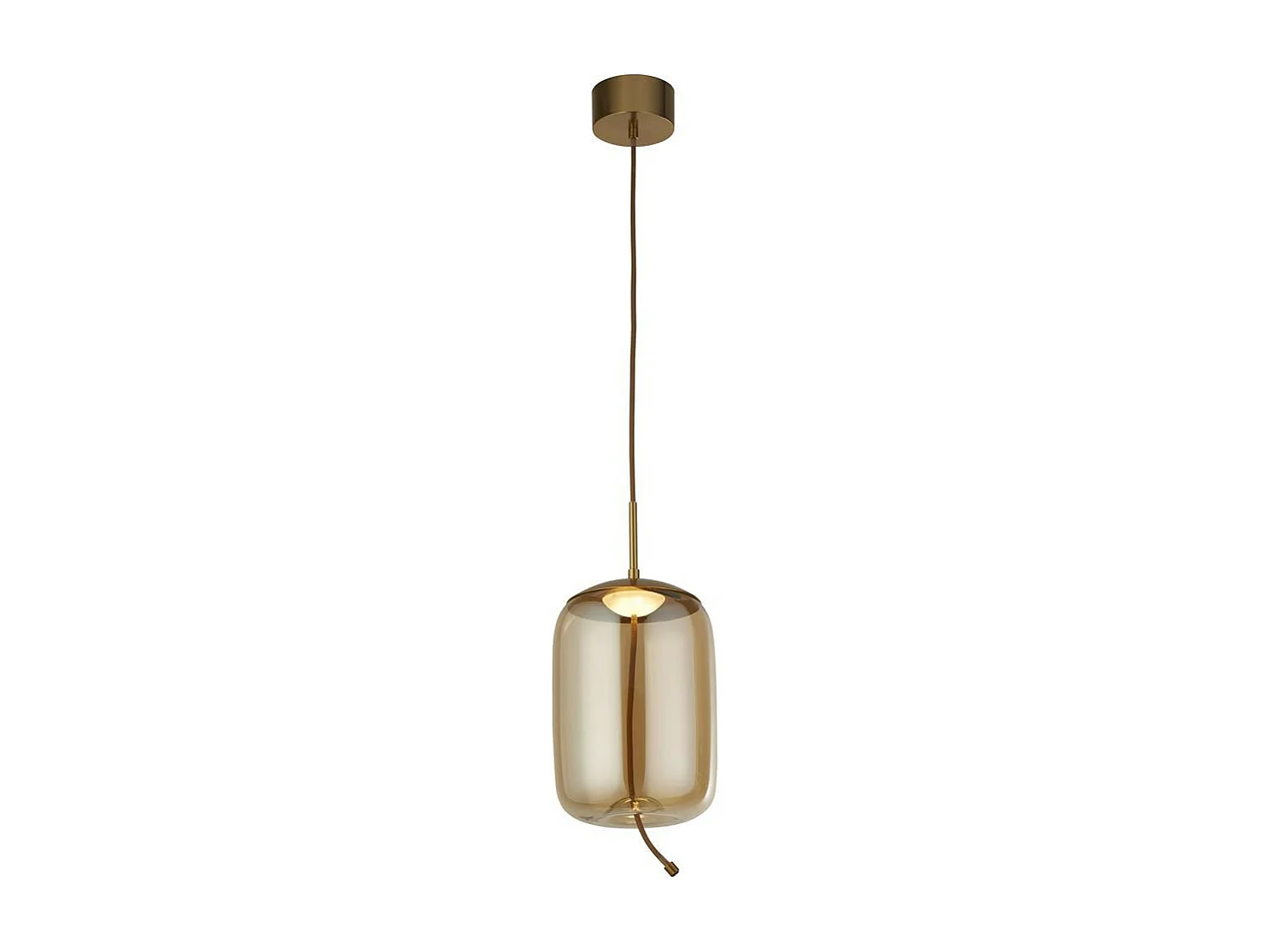 Searchlicht Lisbon 1-flammige LED-Pendelleuchte, satiniertes Messing und bernsteinfarbenes Glas 2700K