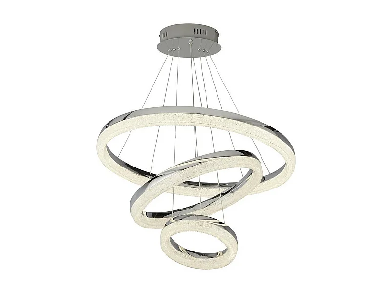 Searchlicht Circle LED-Deckenleuchte mit 3 Ringen, Chrom, Crushed Ice 4000K