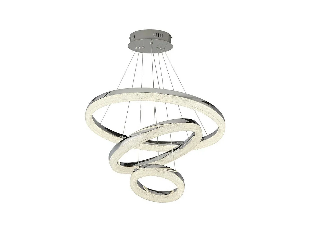 Searchlight Circle Sospensione LED a 3 anelli da soffitto, cromo, ghiaccio tritato 4000K