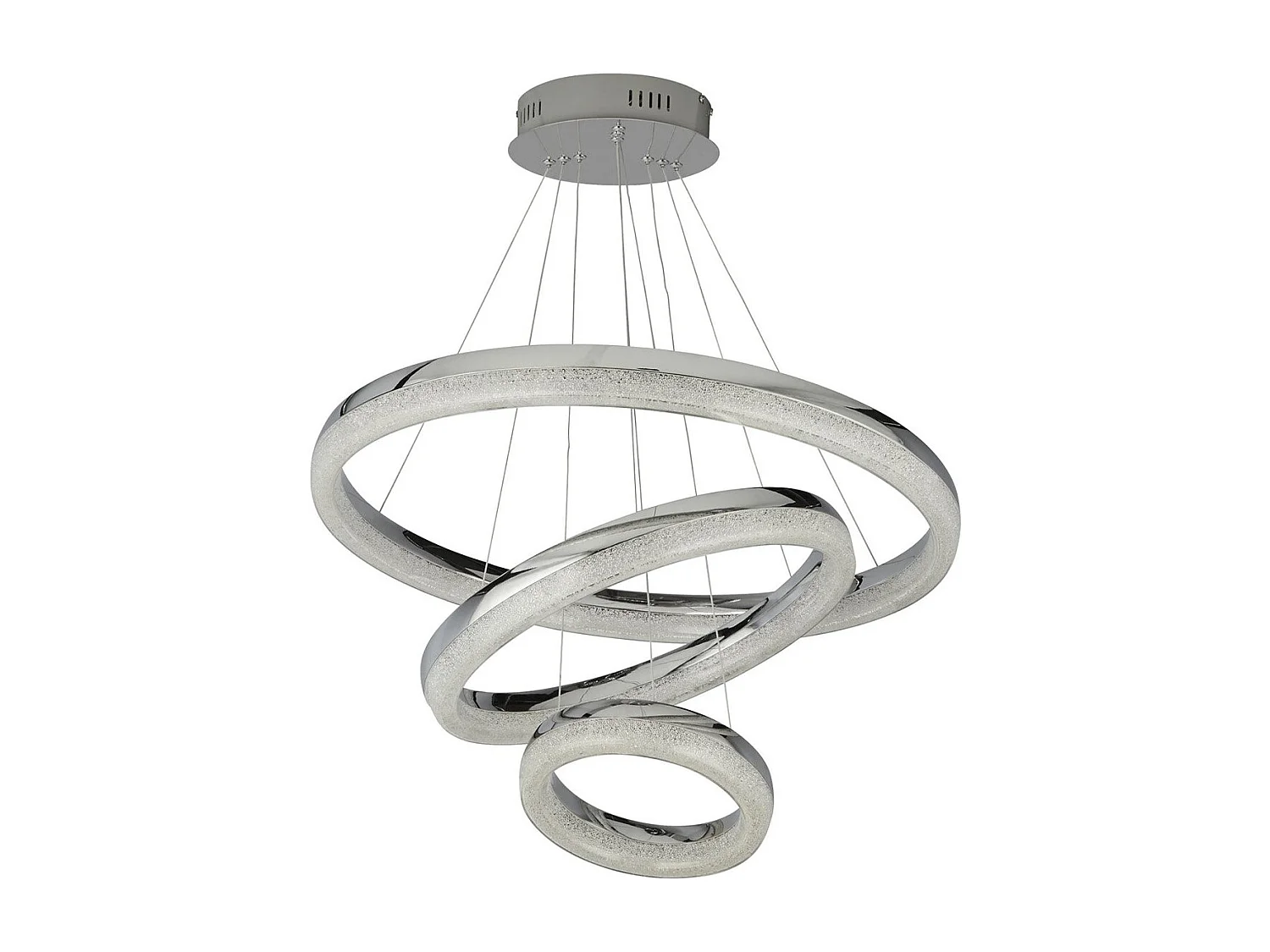 Searchlicht Circle LED-Deckenleuchte mit 3 Ringen, Chrom, Crushed Ice 4000K