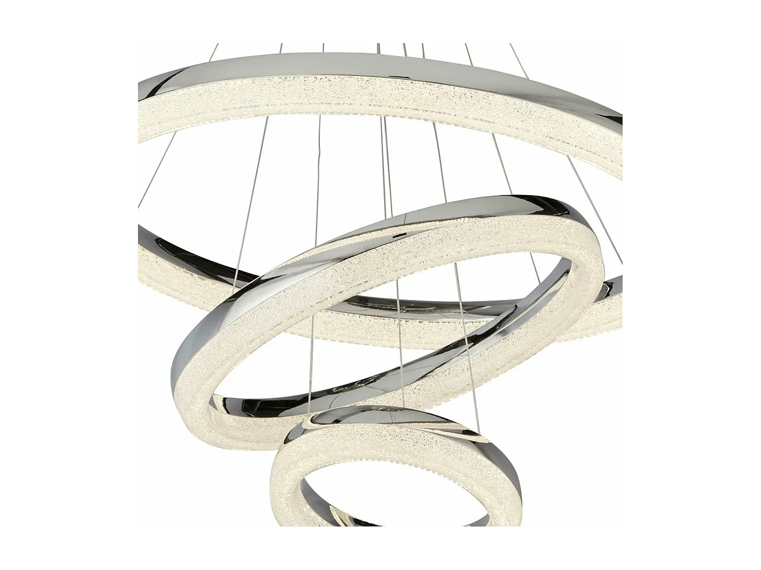 Searchlicht Circle LED-Deckenleuchte mit 3 Ringen, Chrom, Crushed Ice 4000K