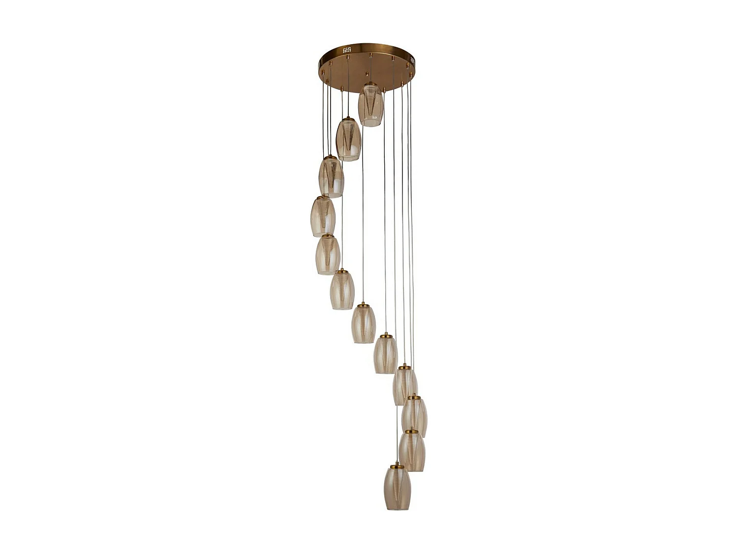 Searchlicht Cyclone 12-flammige Pendelleuchte aus Bronze, Champagnerglas