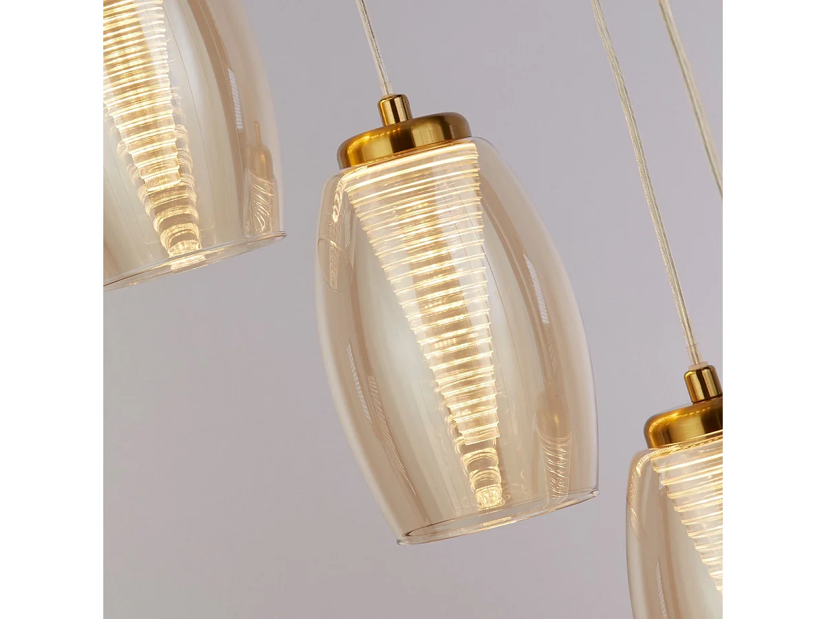 Searchlicht Cyclone 12-flammige Pendelleuchte aus Bronze, Champagnerglas