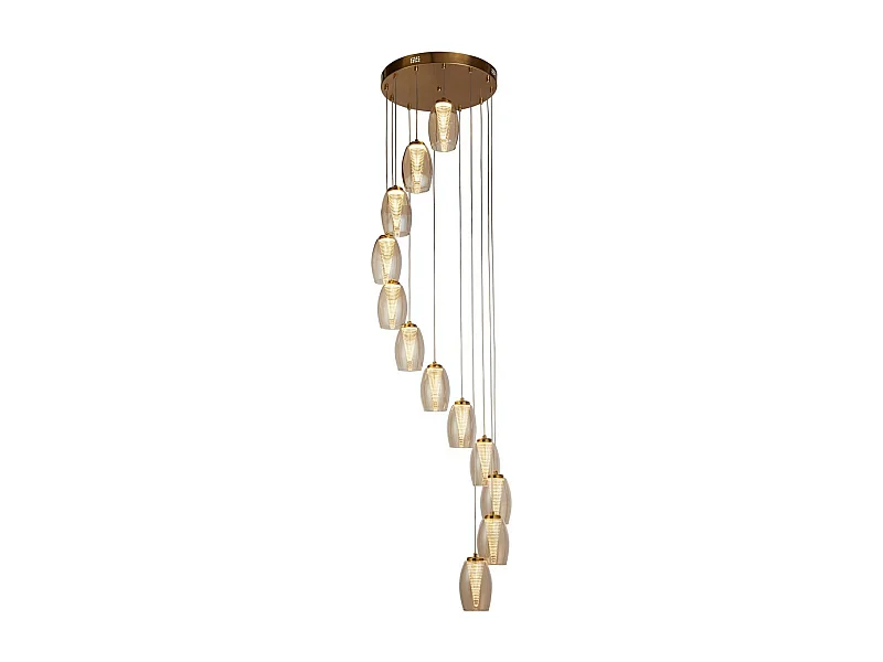 Searchlicht Cyclone 12-flammige Pendelleuchte aus Bronze, Champagnerglas