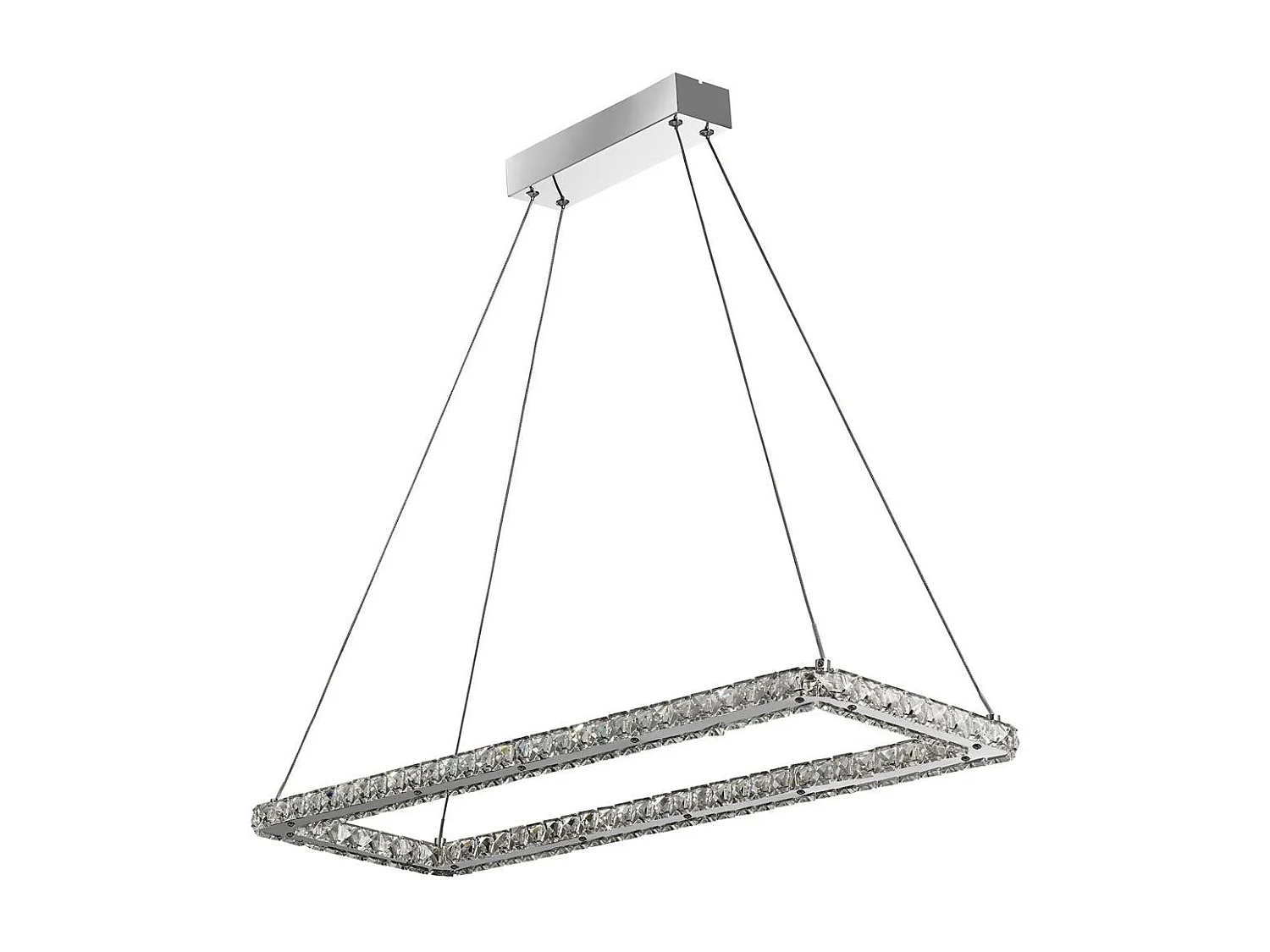 Searchlicht Clover Rechteckige Pendelleuchte aus Chrom, klarem Glas