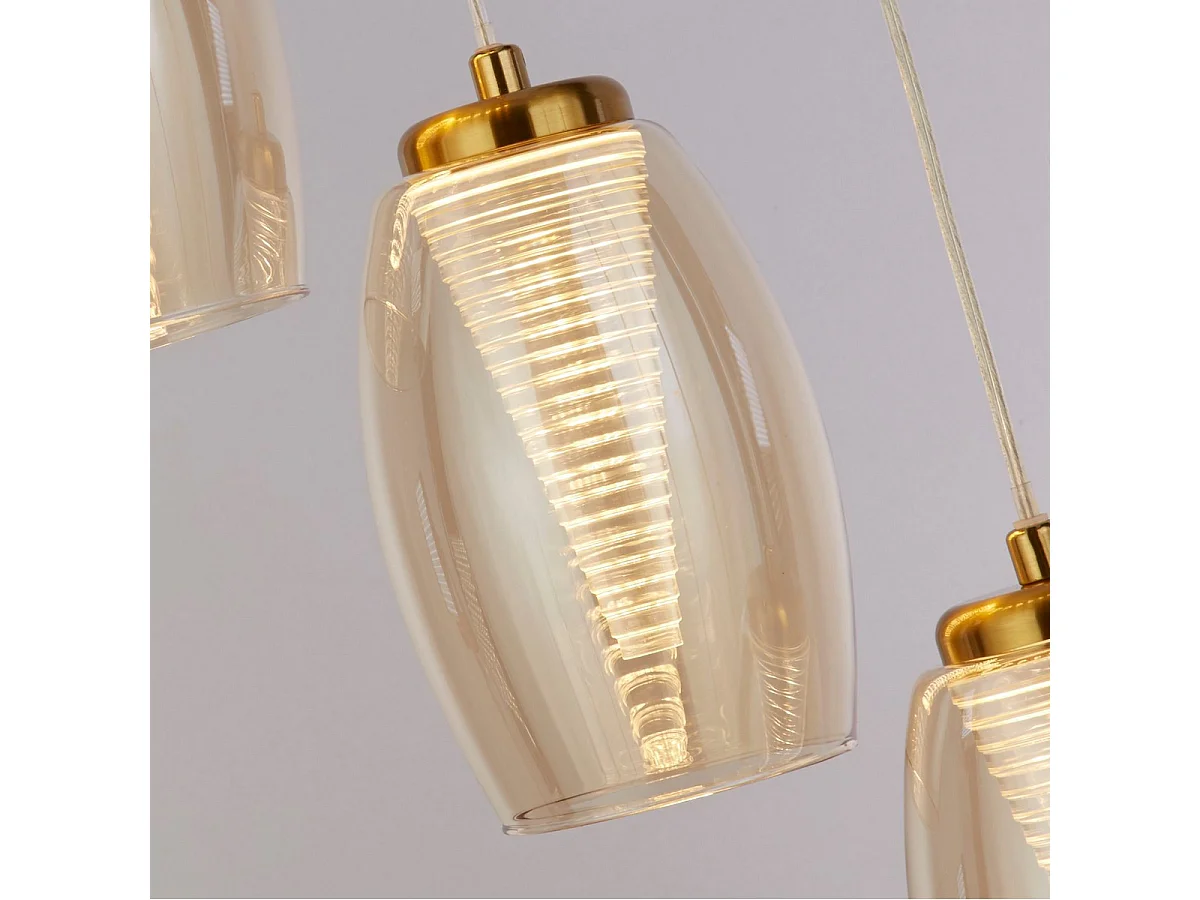 Searchlight Cyclone Lampadario a 5 luci in bronzo, bicchiere di champagne