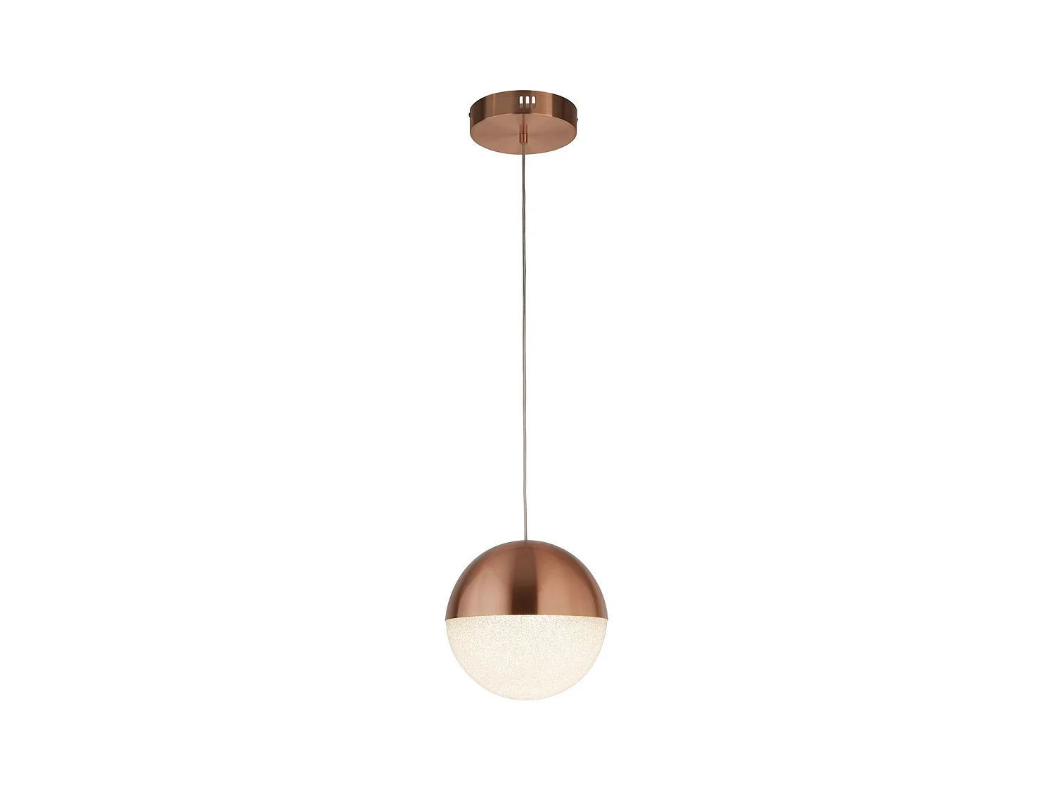 Searchlight Marbles Lampada a sospensione a LED color rame, paralume ghiaccio tritato