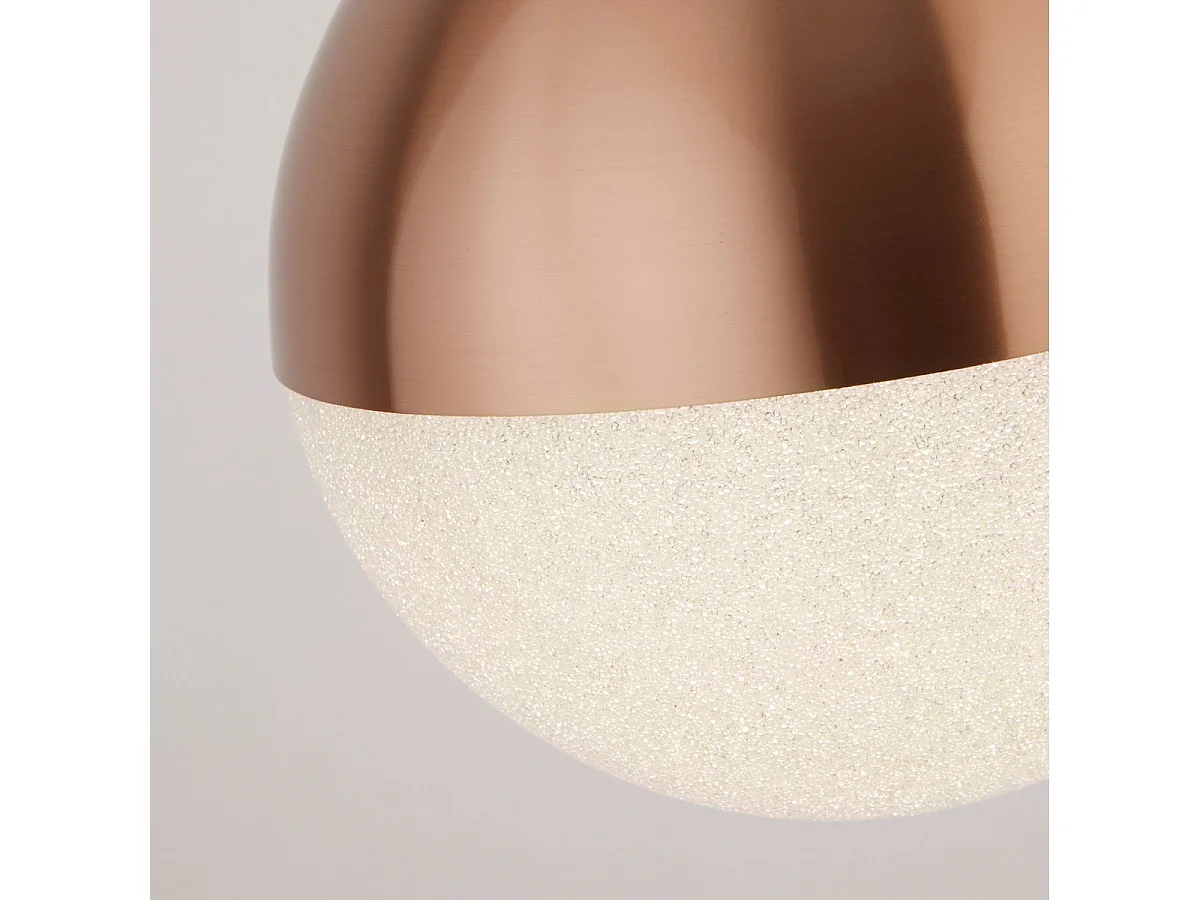 Searchlight Marbles Suspension LED Cuivre, Abat-jour Glace Pilée