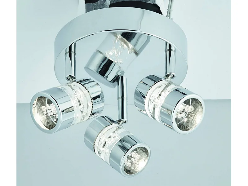 Searchlight Bubbles Projecteur de plafond de salle de bains à 3 ampoules LED Chrome, effet bulle IP44