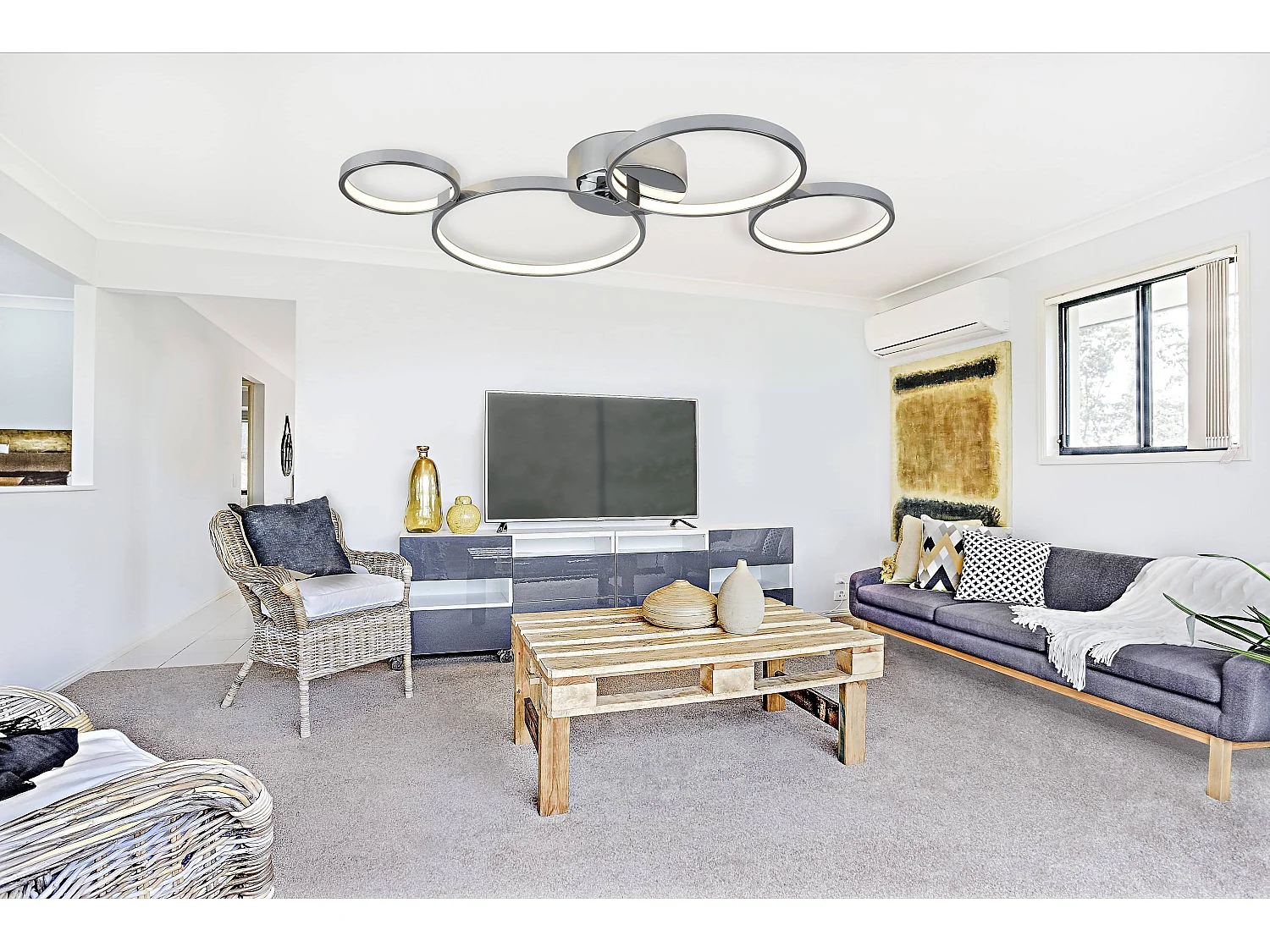 Searchlicht Solexa - Integrierte LED Flush Deckenleuchte Chrom