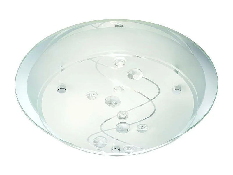 Searchlicht Flush - 1 licht Flush Deckenleuchte Frosted Patterned Mirror Glass mit klaren Perlen, E27