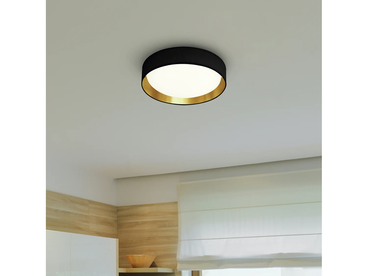 Searchlight Gianna Integrerad LED 1 Light Flush Taklampa Svart, Guld