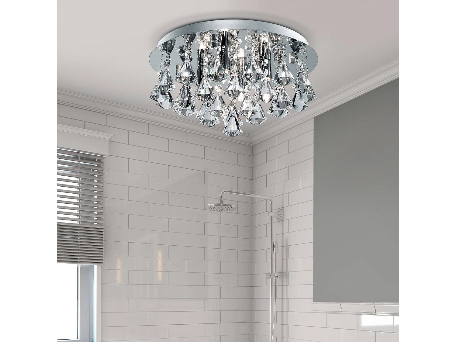 Searchlicht Bathroom - 4 Licht Badezimmer Deckenleuchte Chrom, Klar und Glas IP44, G9